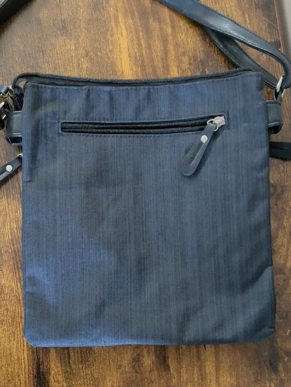 Roots Dark Grey Leather-Trim Crossbody Bag with Silver Hardware - Picture 5 of 12